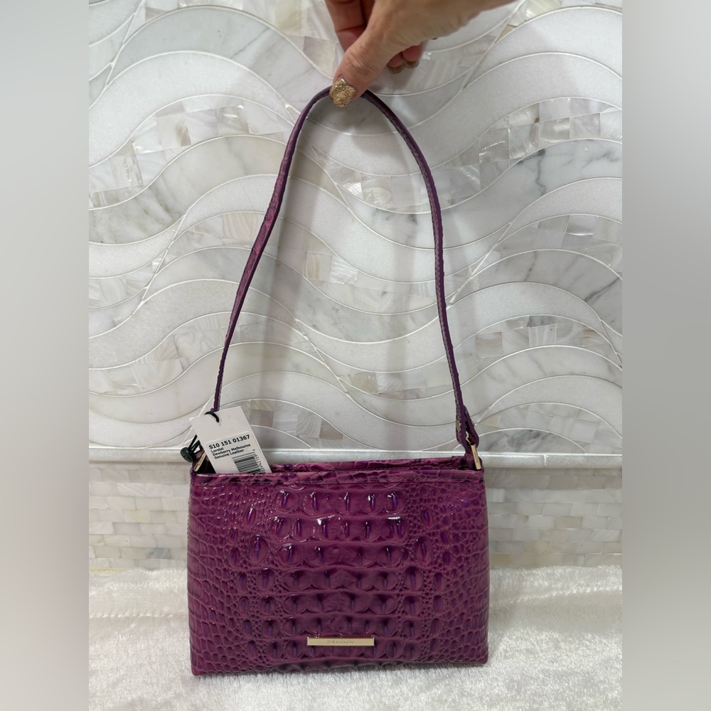 NWT Brahmin Lorelei in Dewberry Croc-Embossed Shoulder Bag